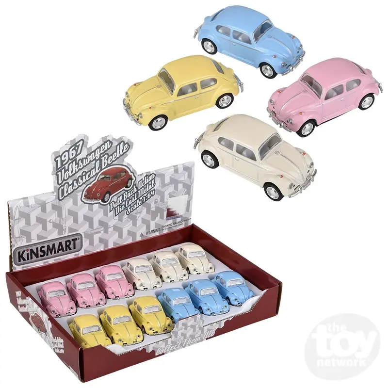 2.5" Diecast Pull Back 1967 Beetle-Pastel Colors (Sold Separately)