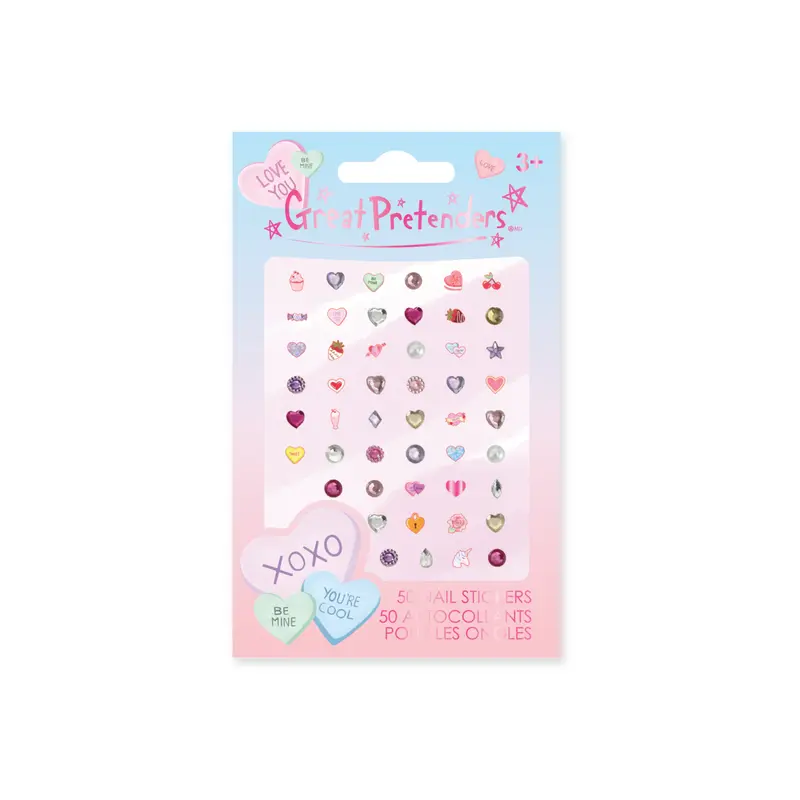 Candy Heart Nail Stickers - 50pcs