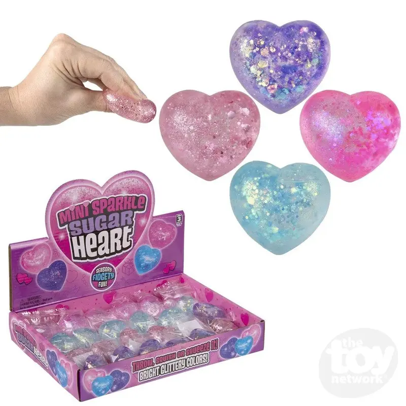 1.5" Mini Squeezy Sparkle Sugar Heart (Sold Separately)