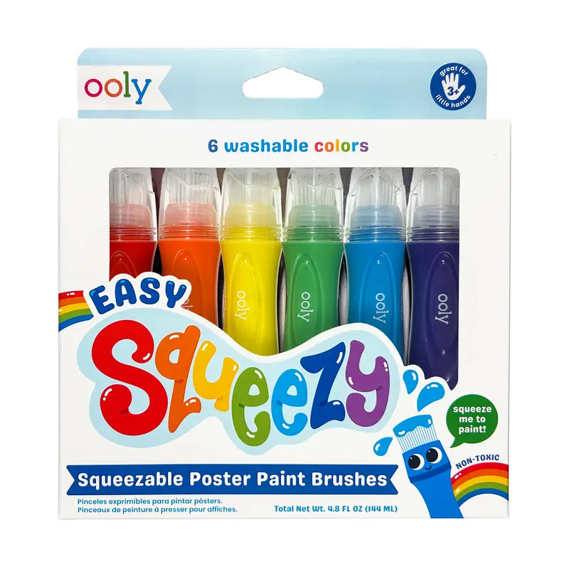 Easy Squeezy Squeezable Poster Paint Brushes - Set of 6