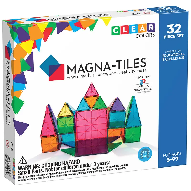 Clear Colors 32 pc Set: Magna Tiles