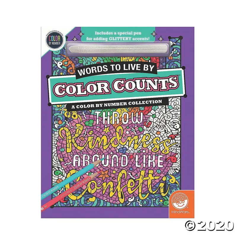 Glitter Words to Live By: Color By Number Color Counts