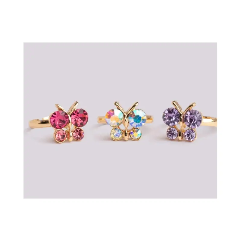 Boutique Butterfly Gem Rings - 3pcs