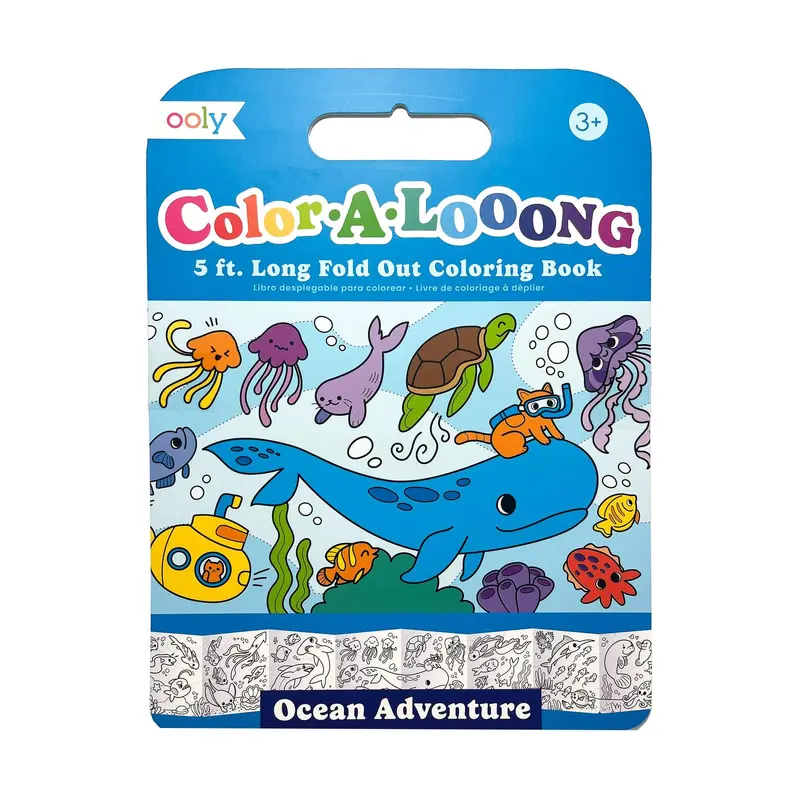 Color-A-Looong 5' Fold Out Kids  Coloring Book - Ocean Adventure