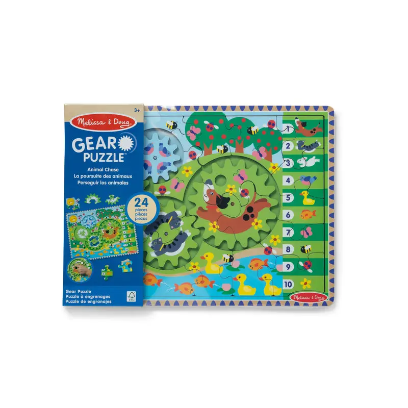 Animal Chase I-Spy Wooden Gear Puzzle