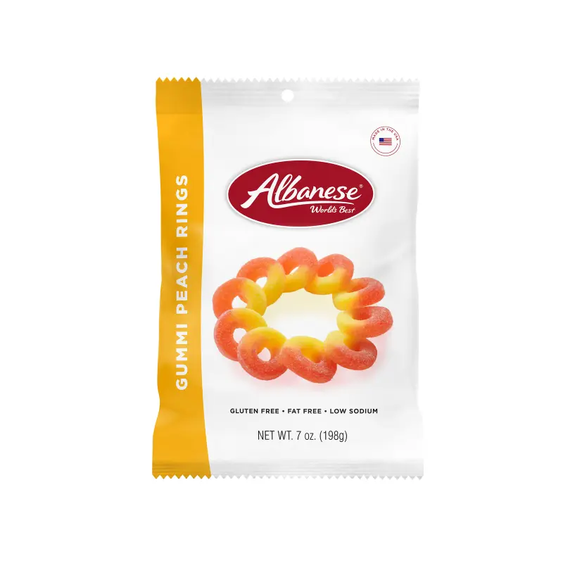 Albanese Gummi Peach Rings 7 oz (Sold Separately)