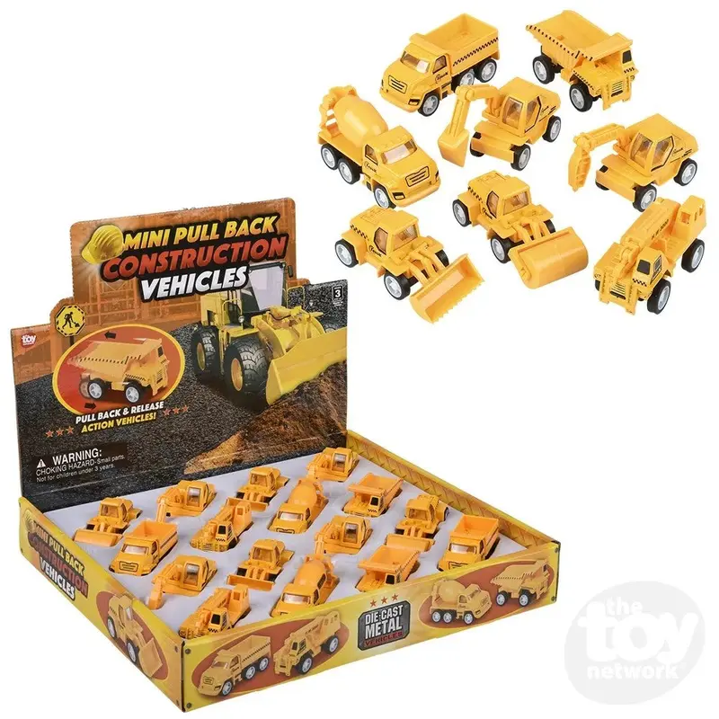 2.5" Mini Pull Back Construction Vehicles (Sold Separately)