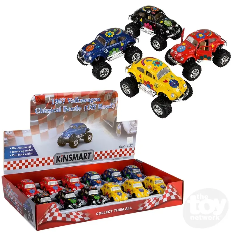 5" Die-Cast Pull Back Big Wheel VW Beetle W/Printing (Sold Separately)