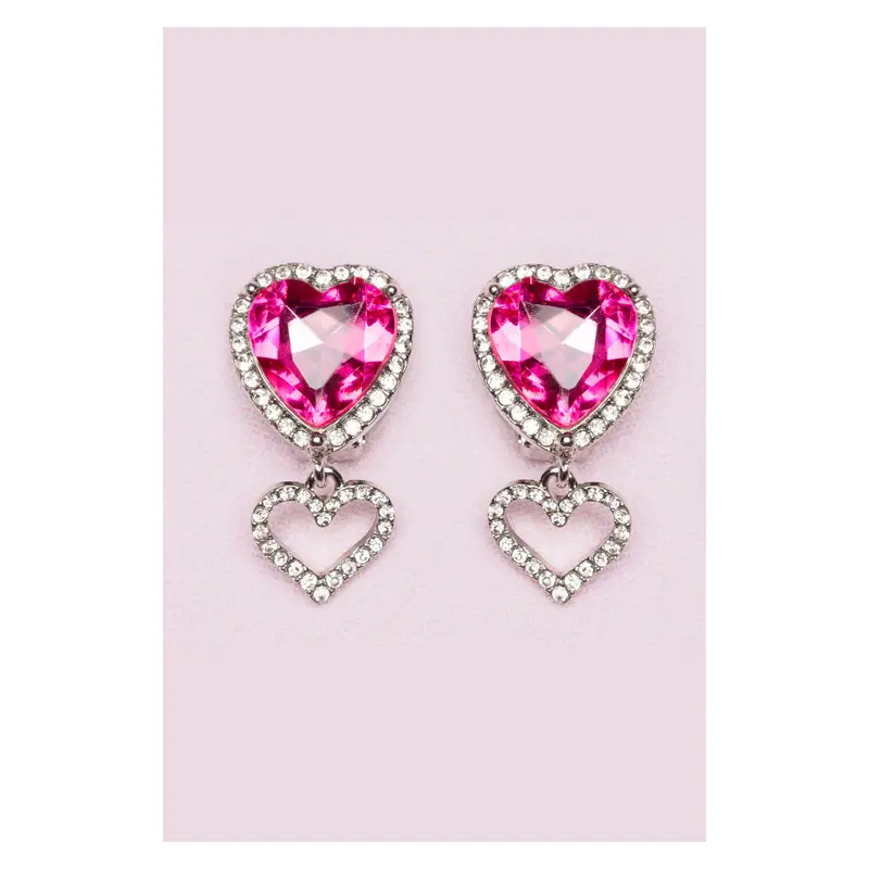 Boutique Heart Jewel Clip On Earrings
