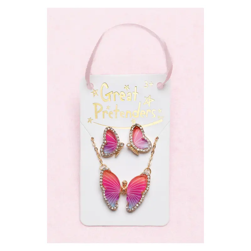 Boutique Butterfly Necklace &  Studded Earring Set
