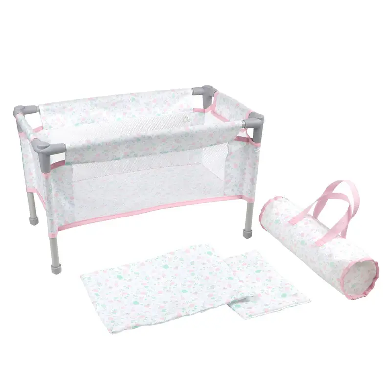 Berenguer Boutique: Playtime Folding Doll Crib/Playpen W/ Travel Bag