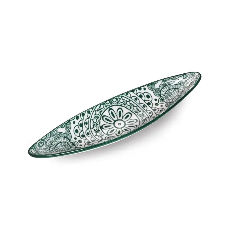 Che Brucia  Boat Shape Dish Green Arabisc