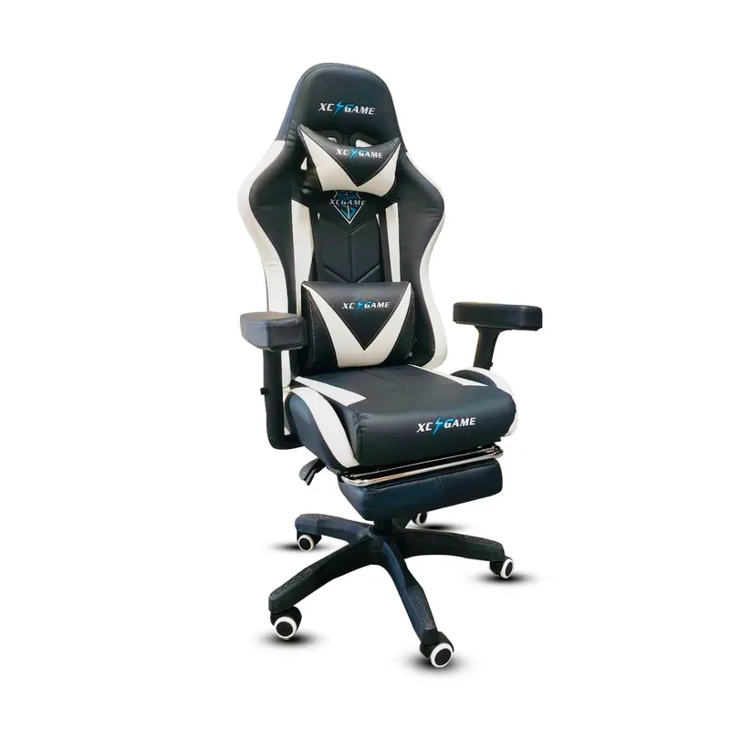 XC Game Gaming Chair With Footrest Black White GFY102-BW