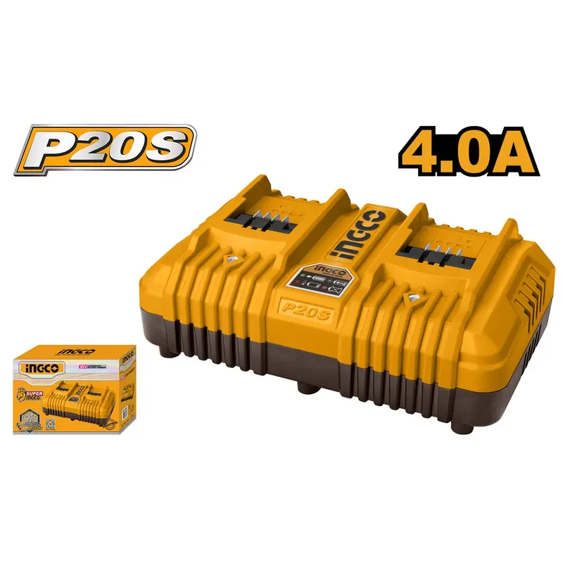 INGCO P20S Battery Charger- Dual Ports Input (220-240V~50/60Hz) Output (21V~4A) FCLI2034